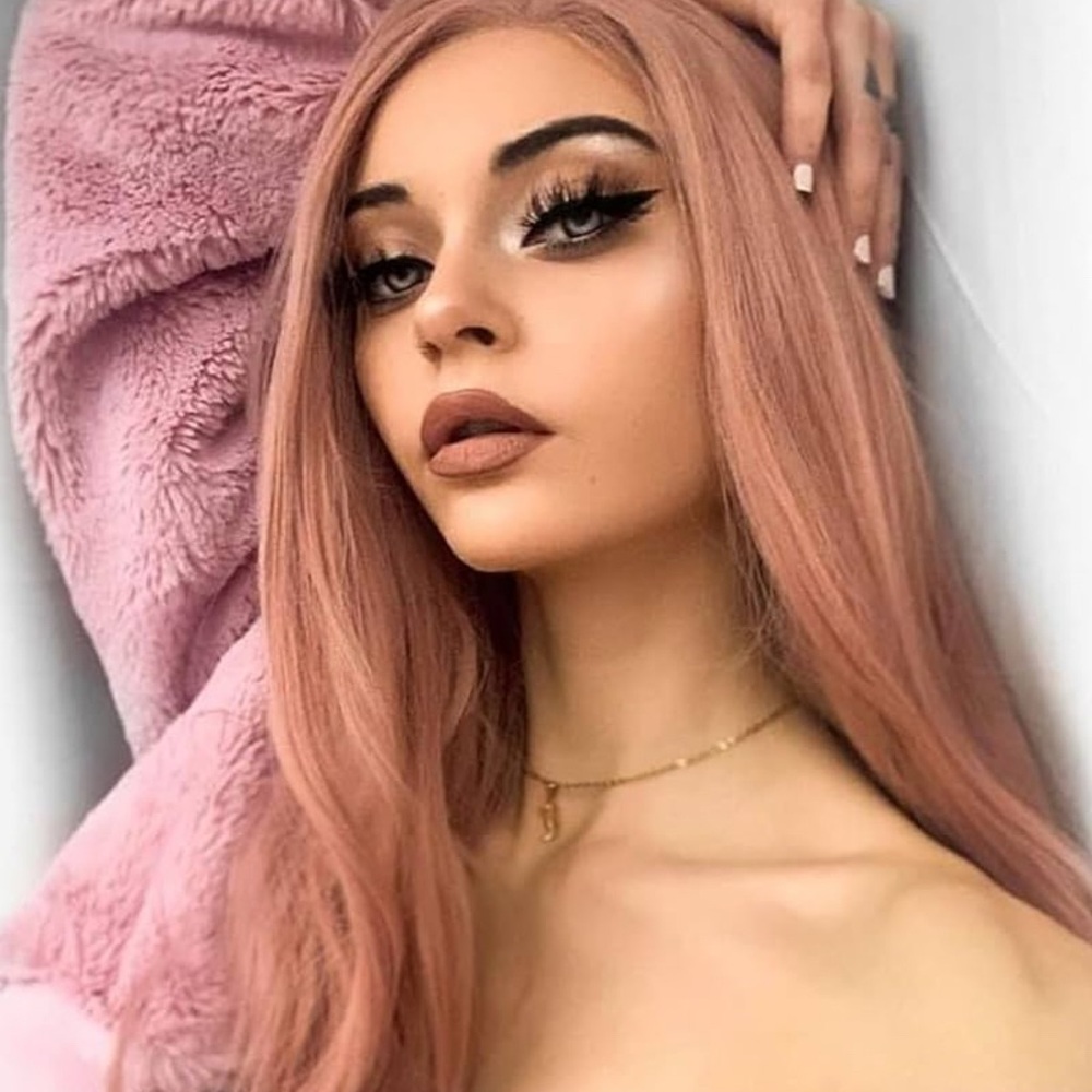 22” Pink ROSE GOLD STRAIGHT Lace Front Wig NEW